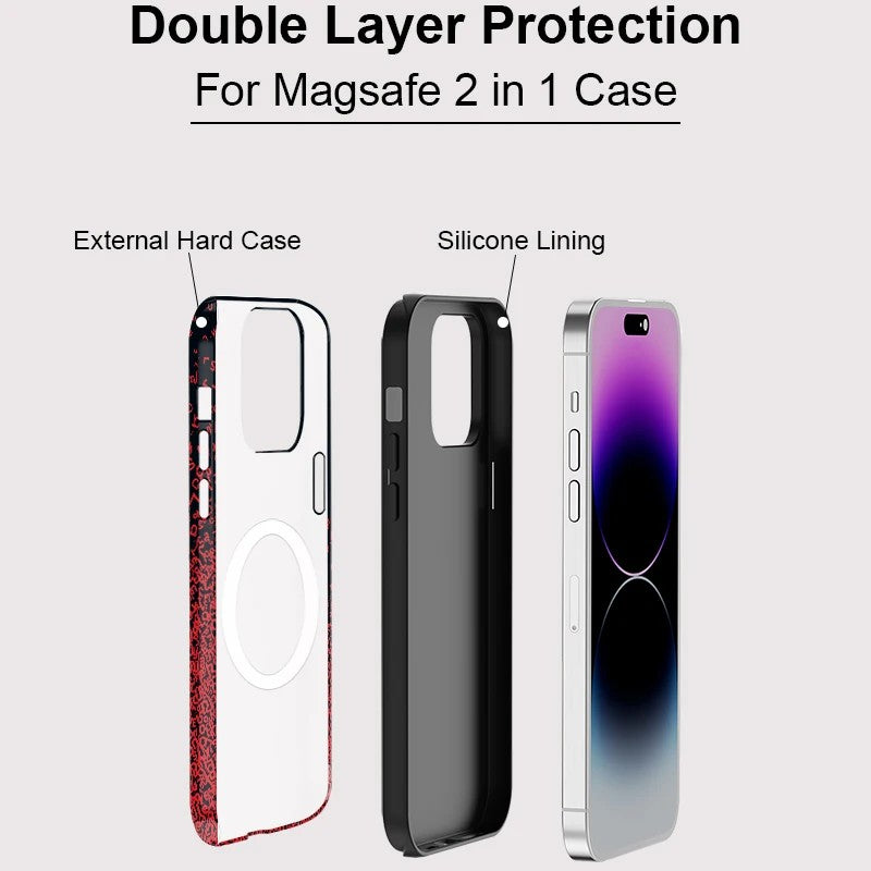 Red Letters Pattern MagSafe Shockproof iPhone Case for iPhone 11–16 Pro Max