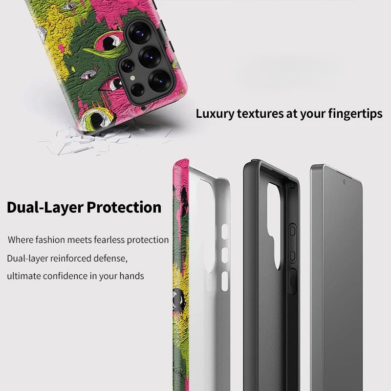 Colourful Painting Eyes Print Double-Layer Shockproof Case for Samsung Galaxy S23–S25 Series