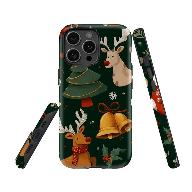 Christmas Tree Deer Pattern Soft Silicone Case for iPhone 11–16 Pro Max