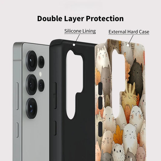 Cute Cartoon Cats Pattern Shockproof Case for Samsung Galaxy S23–S25 Series
