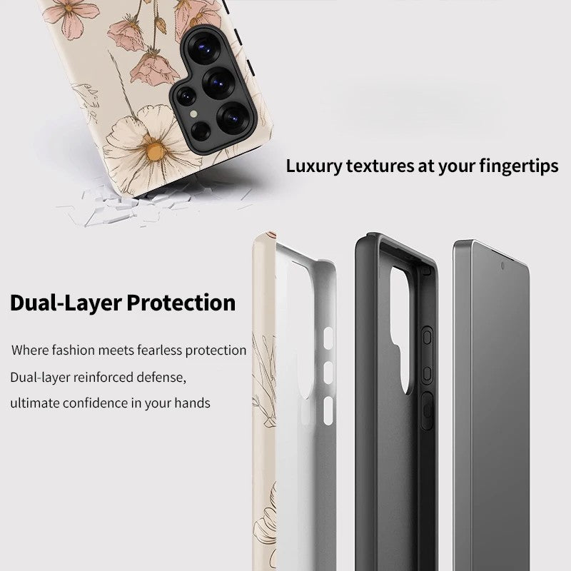 Flower Pattern Shockproof Phone Case for Samsung Galaxy S23–S25