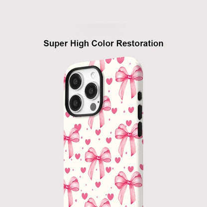 Cute Bow Knot Love Heart MagSafe Shockproof iPhone Case for iPhone 11–16 Pro Max Plus