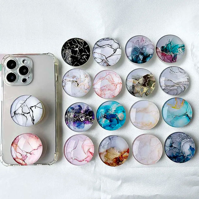 Marble Crack Transparent Folding Phone Socket Grip Stand