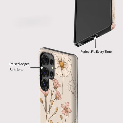 Flower Pattern Shockproof Phone Case for Samsung Galaxy S23–S25