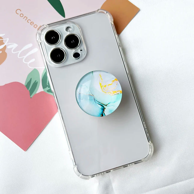 Marble Crack Transparent Folding Phone Socket Grip Stand