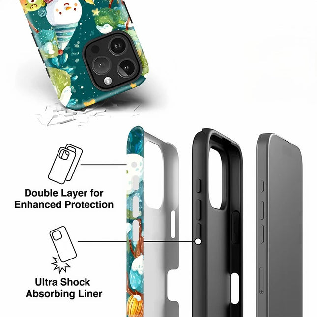 Snowman Bear Print Matte Acrylic Double-Layer Case for iPhone 11–16 Pro Max