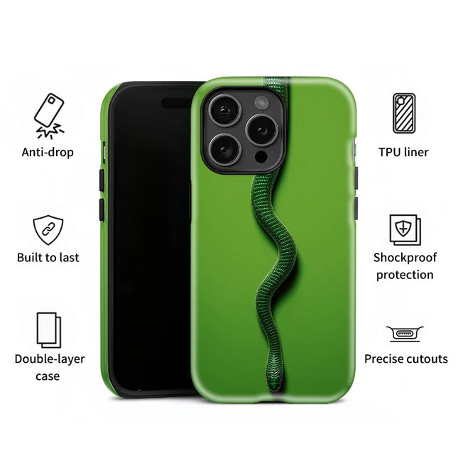 Snake Pattern Soft Silicone Double-Layer Case for iPhone 11–16 Pro Max