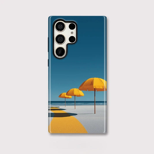 Summer Beach Print Acrylic Silicone Shockproof Case for Samsung Galaxy S23–S25 Series