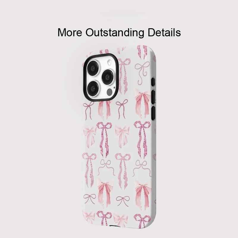 Elegant Pink Bow Knot MagSafe Shockproof iPhone Case for iPhone 11–16 Pro Max Plus