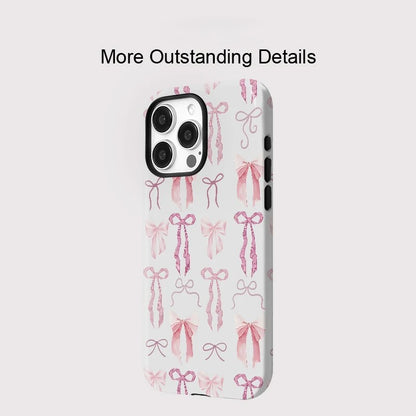 Elegant Pink Bow Knot MagSafe Shockproof iPhone Case for iPhone 11–16 Pro Max Plus