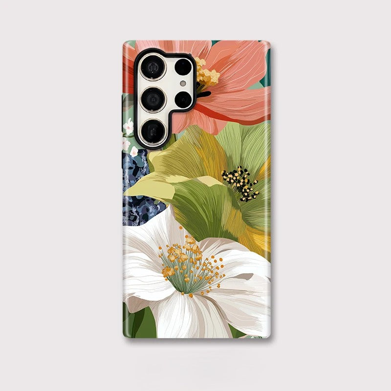 Floral Matte Shockproof Phone Case for Samsung Galaxy S23–S25