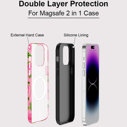 Double-Layer Watermelon Pattern MagSafe Shockproof iPhone Case for iPhone 11–16 Pro Max