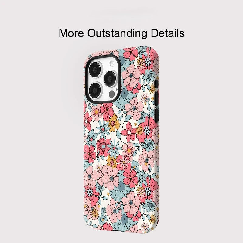 Colorful Flower Print MagSafe Shockproof iPhone Case for iPhone 11–16 Pro Max Plus