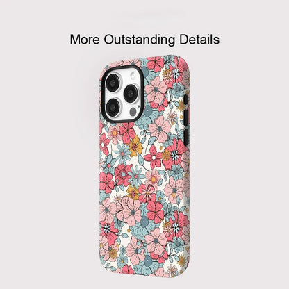 Colorful Flower Print MagSafe Shockproof iPhone Case for iPhone 11–16 Pro Max Plus