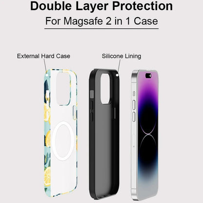 Lemon with Leaves Pattern MagSafe Shockproof iPhone Case for iPhone 11–16 Pro Max Plus
