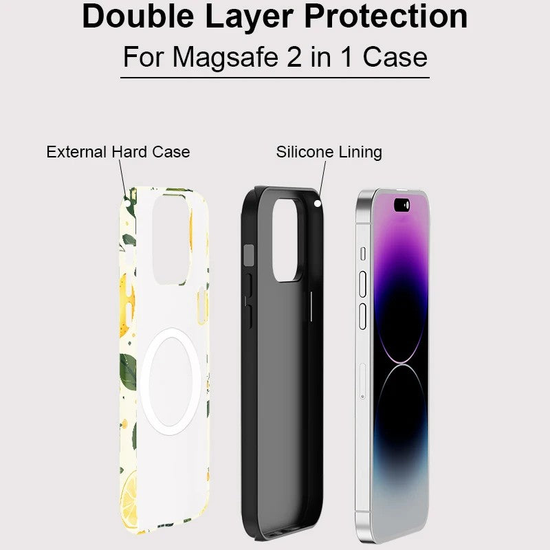 Cute Lemon Print MagSafe Shockproof iPhone Case for iPhone 11–16 Pro Max
