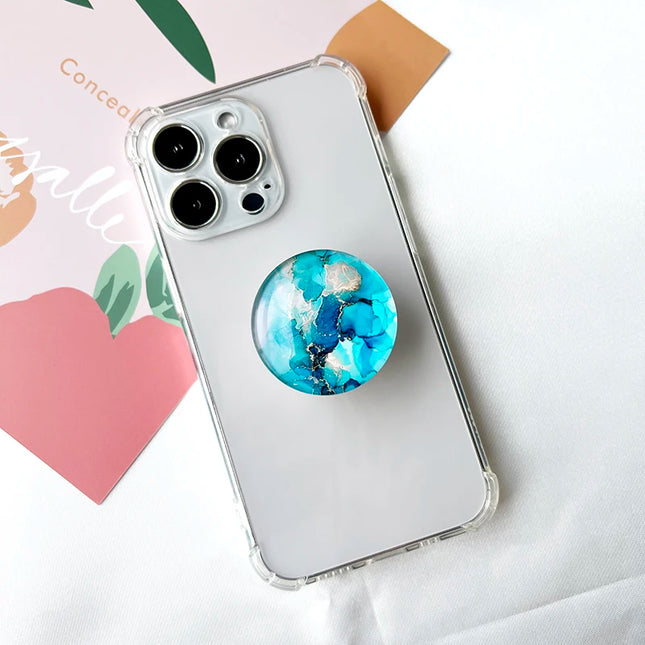 Marble Crack Transparent Folding Phone Socket Grip Stand