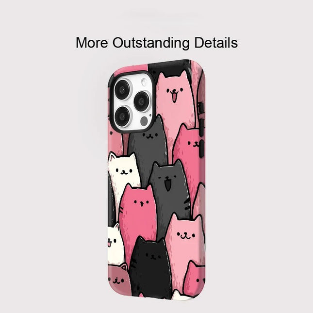 Lovely Cats Pattern MagSafe Shockproof iPhone Case for iPhone 11–16 Pro Max