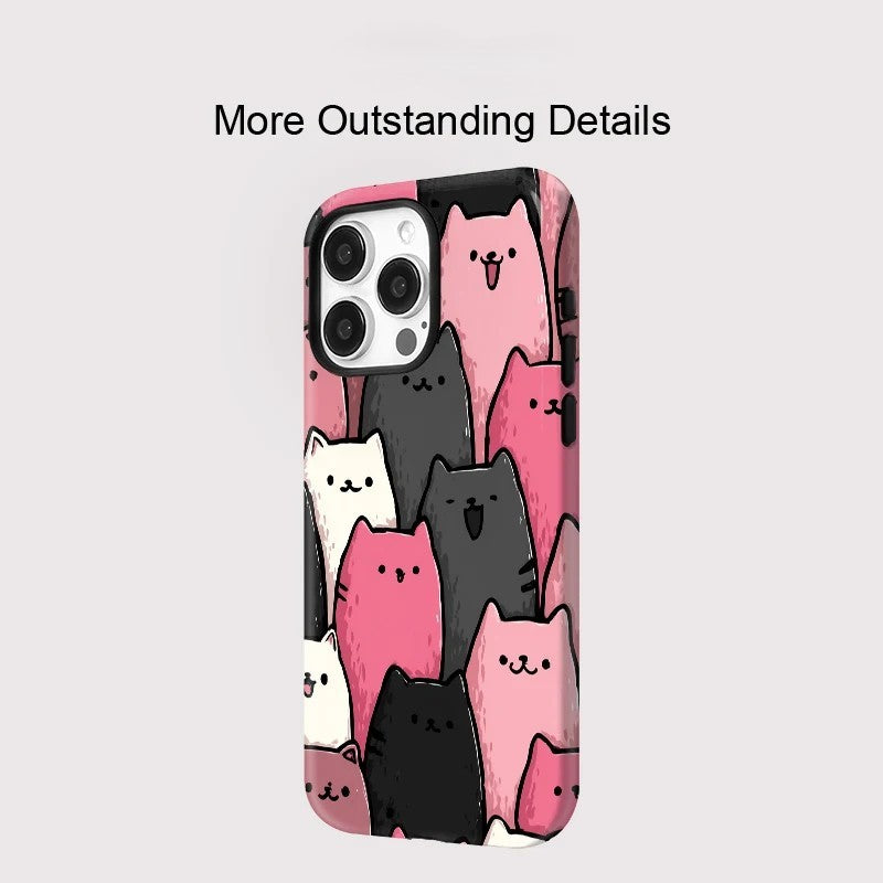 Lovely Cats Pattern MagSafe Shockproof iPhone Case for iPhone 11–16 Pro Max