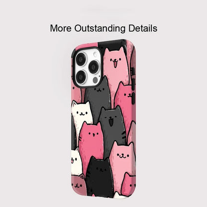 Lovely Cats Pattern MagSafe Shockproof iPhone Case for iPhone 11–16 Pro Max