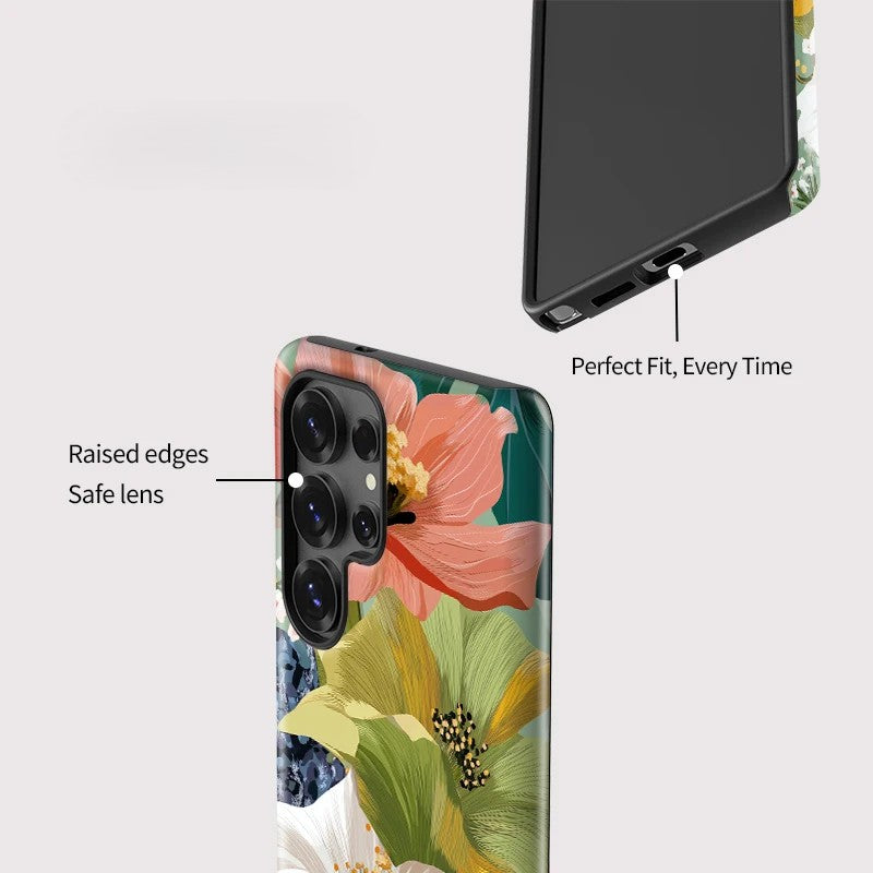 Floral Matte Shockproof Phone Case for Samsung Galaxy S23–S25