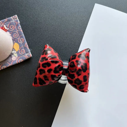 3D Leopard Print Bow Phone Holder Foldable Stand
