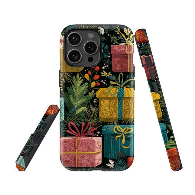 Gift Box Pattern Soft Matte Acrylic Dual-Layer Case for iPhone 11–16 Pro Max
