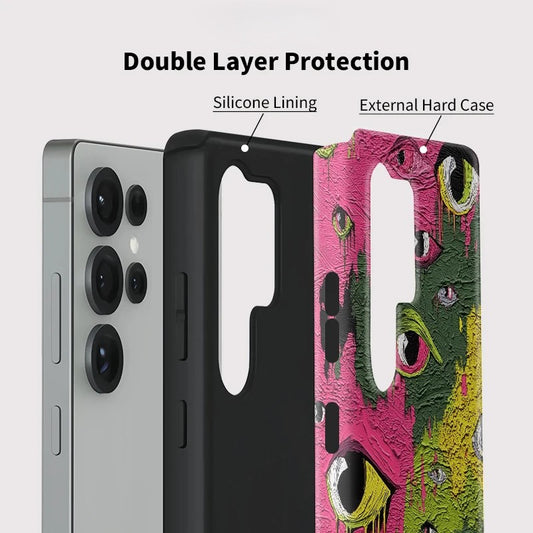 Colourful Painting Eyes Print Double-Layer Shockproof Case for Samsung Galaxy S23–S25 Series