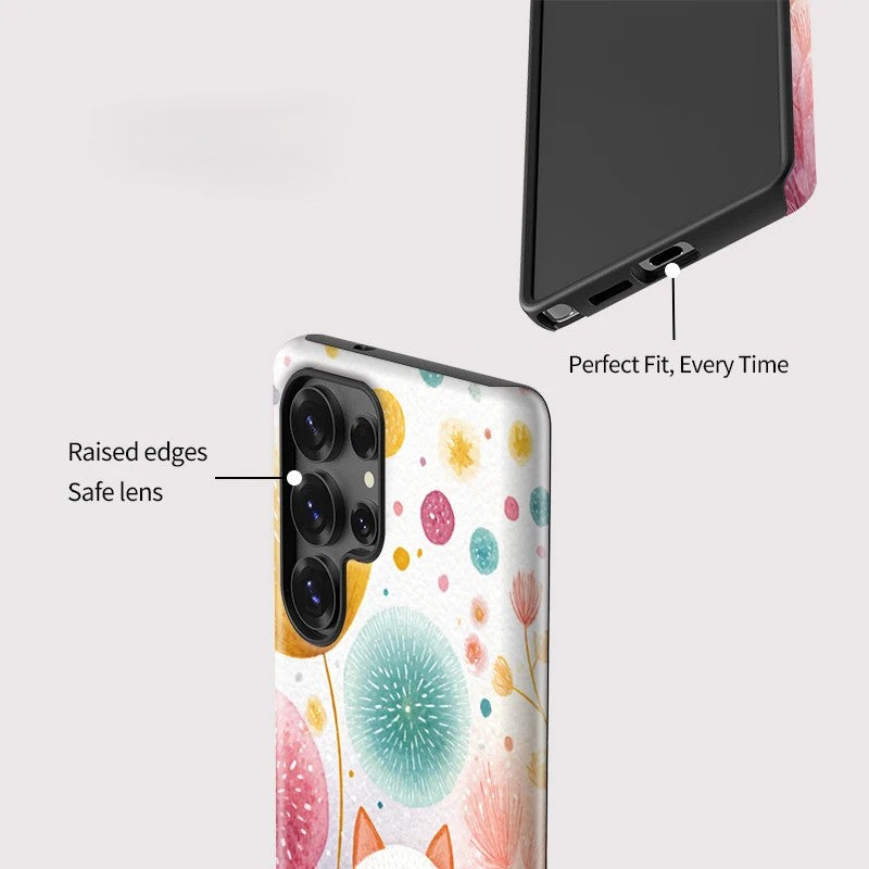 Cute Cartoon Cat Matte Shockproof Phone Case for Samsung Galaxy S23–S25
