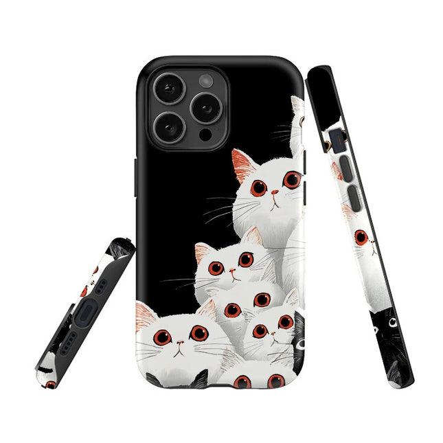 Cute Cats Pattern Soft Silicone Acrylic Protective Case for iPhone 11–16 Pro Max