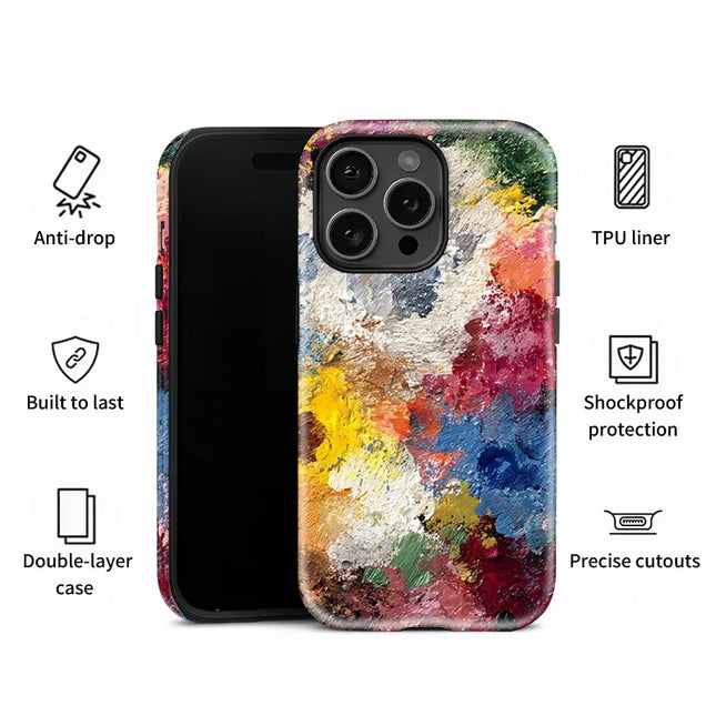Colorful Painting Shockproof Dual-Layer Silicone Case for iPhone 11–16 Pro Max