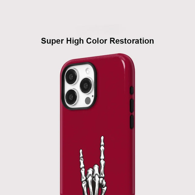 Skull Hand Print Shockproof Matte MagSafe Case for iPhone 11–16 Pro Max