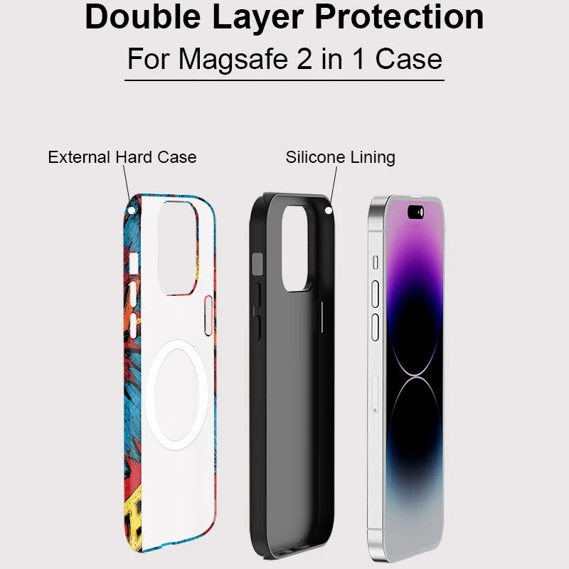 BOM Painting Pattern MagSafe Shockproof iPhone Case for iPhone 11–16 Pro Max