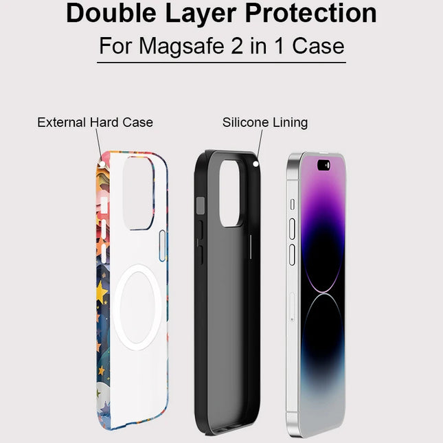 Colorful Stars Pattern MagSafe Shockproof iPhone Case for iPhone 11–16 Pro Max