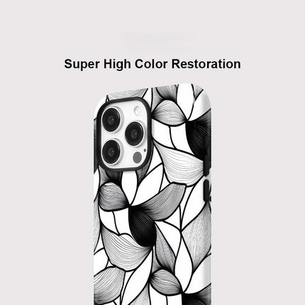 Black and White Lines MagSafe Shockproof iPhone Case for iPhone 11–16 Pro Max