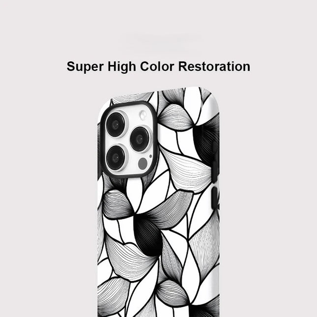 Black and White Lines MagSafe Shockproof iPhone Case for iPhone 11–16 Pro Max