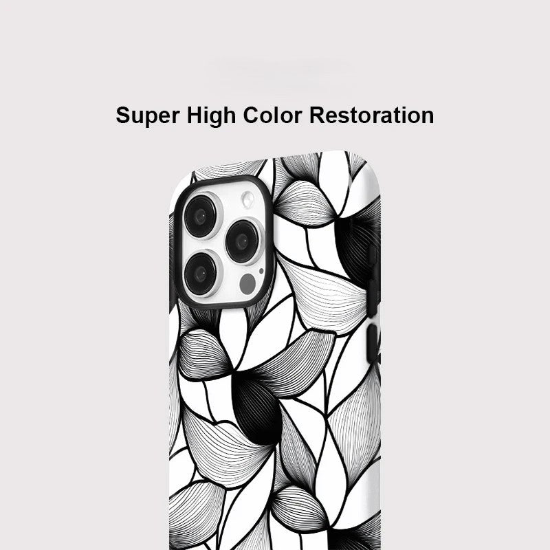 Black and White Lines MagSafe Shockproof iPhone Case for iPhone 11–16 Pro Max