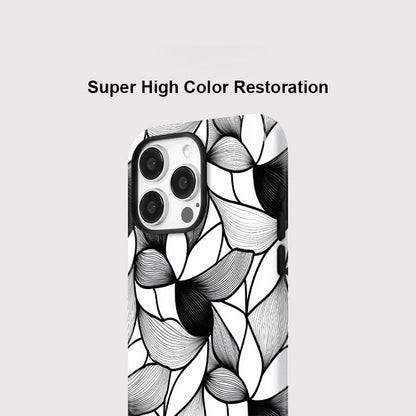 Black and White Lines MagSafe Shockproof iPhone Case for iPhone 11–16 Pro Max