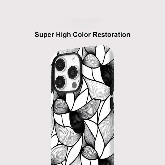 Black and White Lines MagSafe Shockproof iPhone Case for iPhone 11–16 Pro Max