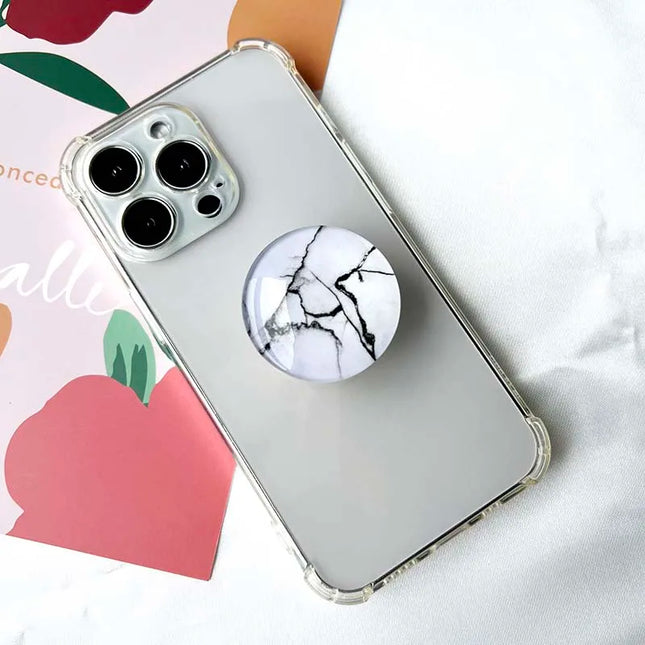 Marble Crack Transparent Folding Phone Socket Grip Stand