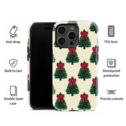 Christmas Tree Bow Knot Print Case for iPhone 11–16 Pro Max
