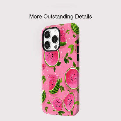 Double-Layer Watermelon Pattern MagSafe Shockproof iPhone Case for iPhone 11–16 Pro Max