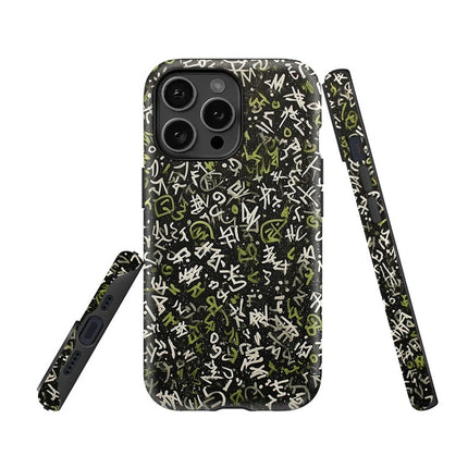 Letter Painting Silicone Dual-Layer Case for iPhone 11–16 Pro Max