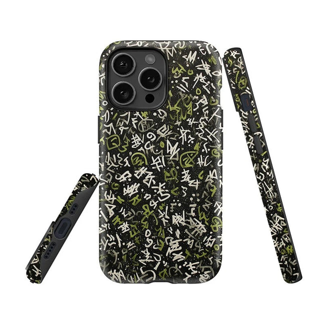 Letter Painting Silicone Dual-Layer Case for iPhone 11–16 Pro Max