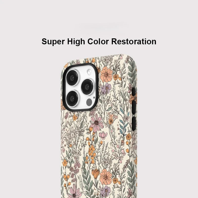 Floral Leaves Print MagSafe Shockproof iPhone Case for iPhone 11–16 Pro Max Series