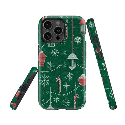 Christmas Print Double-Layer PC Case for iPhone 11–16 Pro Max