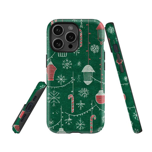Christmas Print Double-Layer PC Case for iPhone 11–16 Pro Max