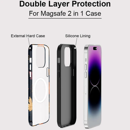 Acrylic Leaves Pattern MagSafe Shockproof iPhone Case for iPhone 11–16 Pro Max
