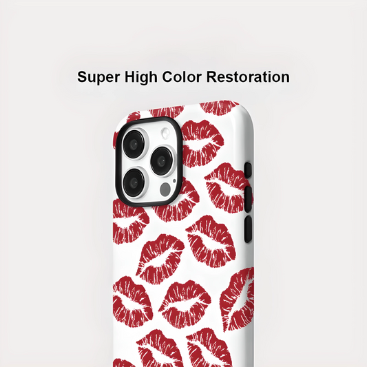 Red Kiss Pattern MagSafe Shockproof iPhone Case for iPhone 11–16 Pro Max