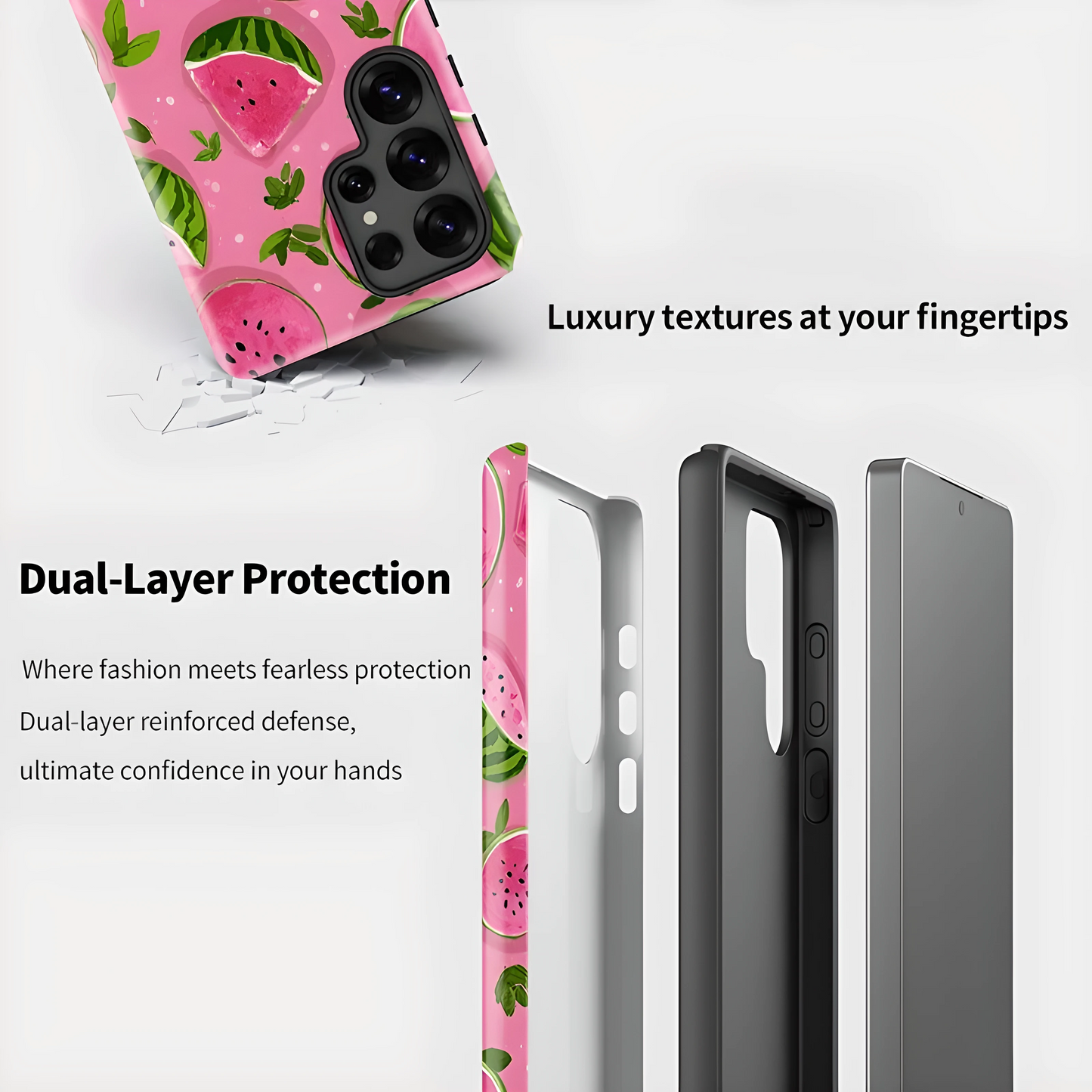 Watermelon Soft Silicone Shockproof Case for Samsung Galaxy S23–S25 Series